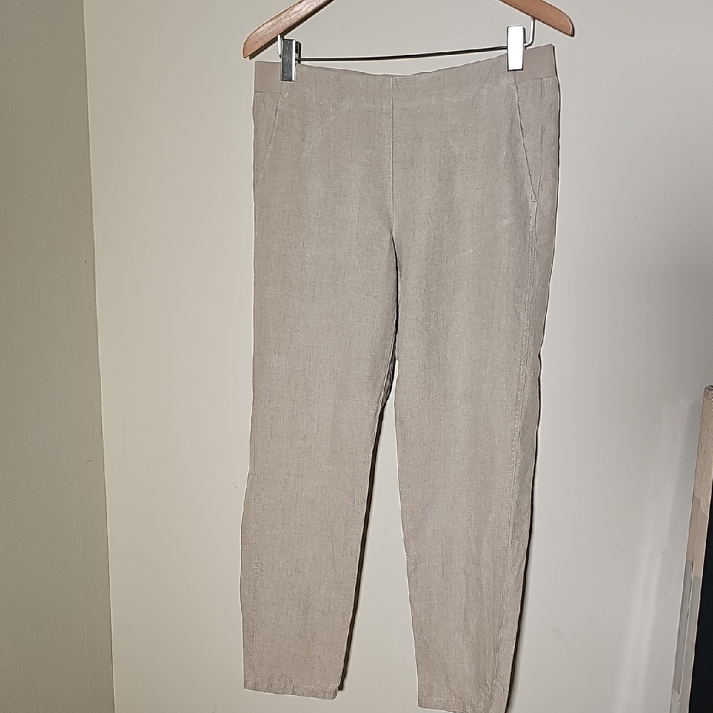 J. Jill Love Linen Light Gray Chinos. Size Meduim. stretch Waist‎